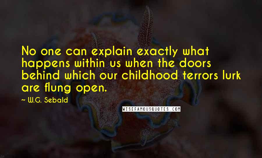 W.G. Sebald quotes: No one can explain exactly what happens within us when the doors behind which our childhood terrors lurk are flung open.