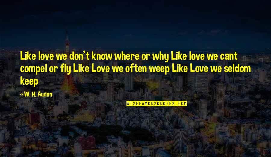 W H Auden Love Quotes By W. H. Auden: Like love we don't know where or why