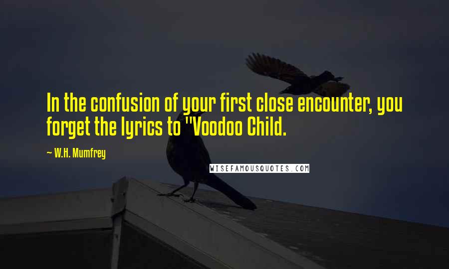 W.H. Mumfrey quotes: In the confusion of your first close encounter, you forget the lyrics to "Voodoo Child.