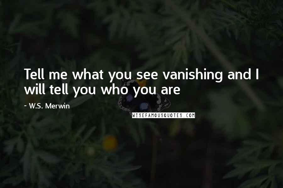 W.S. Merwin quotes: Tell me what you see vanishing and I will tell you who you are