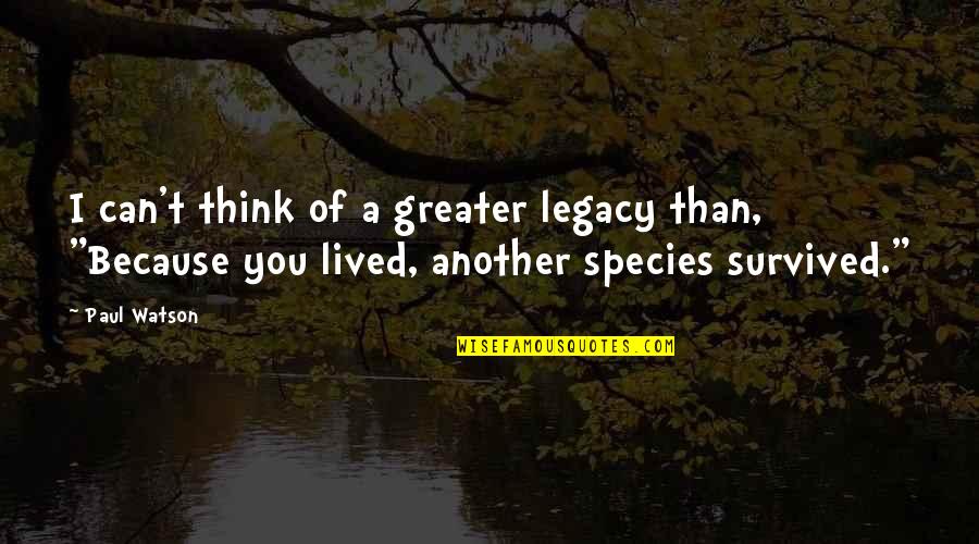 W T Offshore Stock Quotes By Paul Watson: I can't think of a greater legacy than,