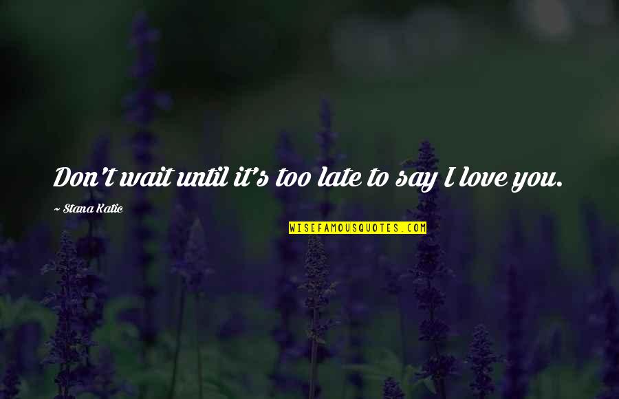 Wa Pu Kale Quotes By Stana Katic: Don't wait until it's too late to say