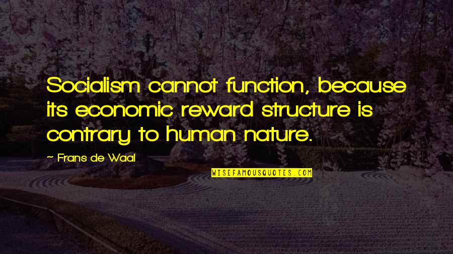 Waal's Quotes By Frans De Waal: Socialism cannot function, because its economic reward structure
