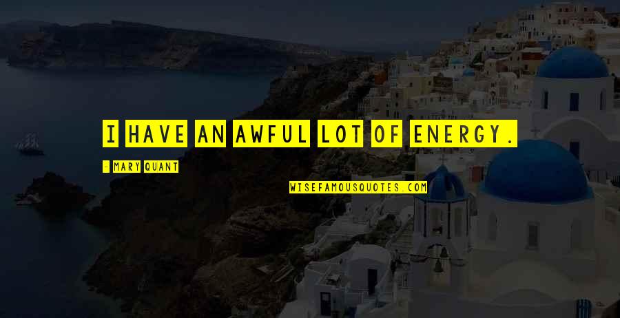 Waas Gps Quotes By Mary Quant: I have an awful lot of energy.