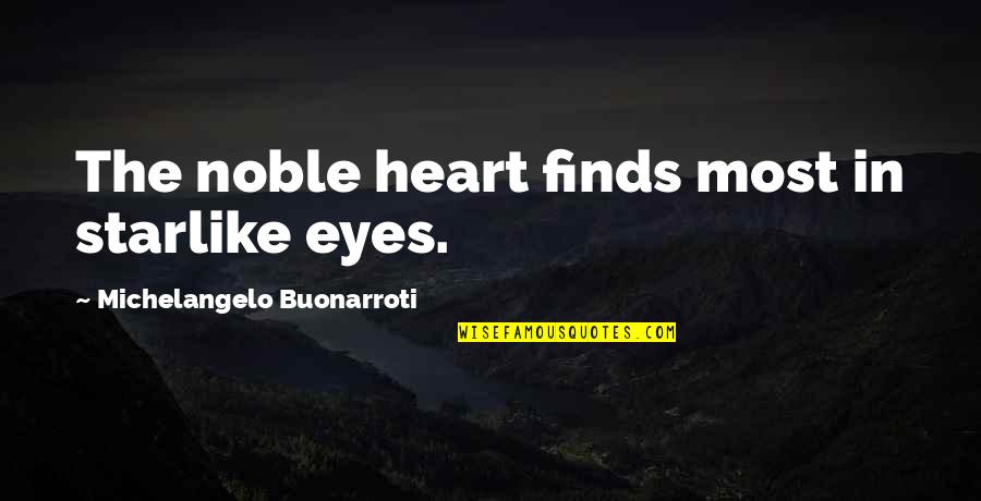 Wacarnolds Quotes By Michelangelo Buonarroti: The noble heart finds most in starlike eyes. Wacarnolds Quotes By Michelangelo Buonarroti: The noble heart finds most in starlike eyes.