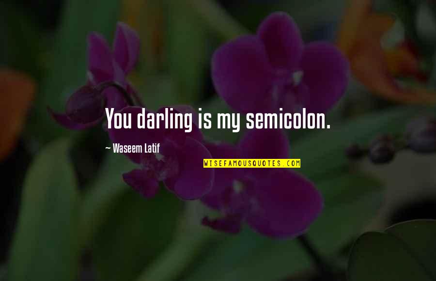 Waddled Quotes By Waseem Latif: You darling is my semicolon.