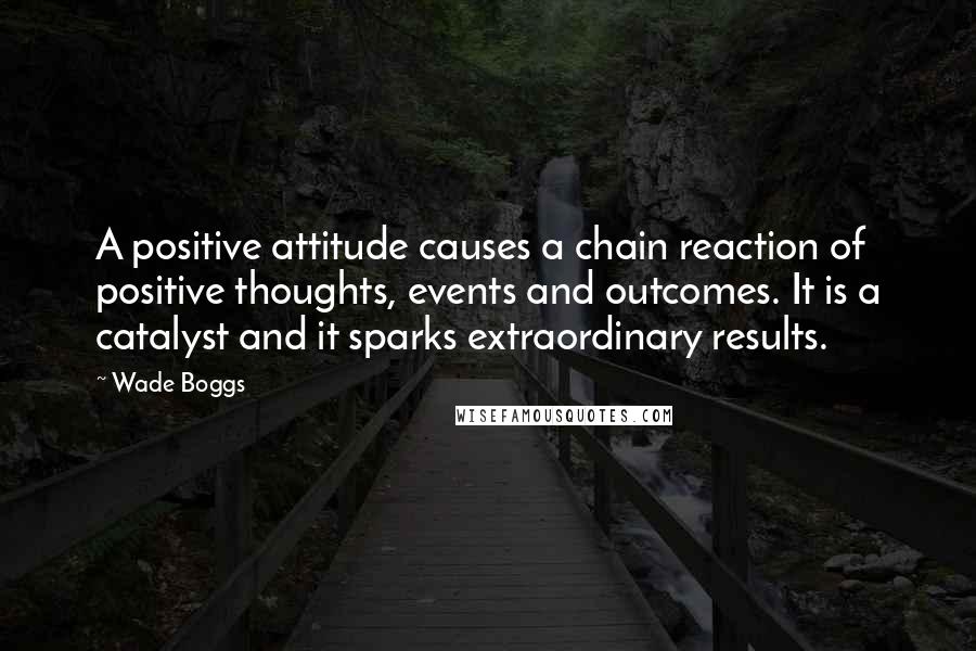 Wade Boggs quotes: A positive attitude causes a chain reaction of positive thoughts, events and outcomes. It is a catalyst and it sparks extraordinary results.