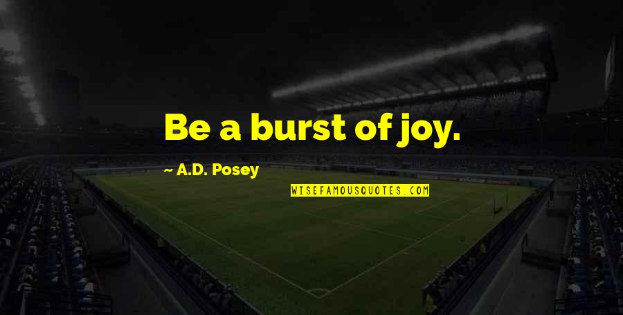Wael Barsoum Quotes By A.D. Posey: Be a burst of joy.