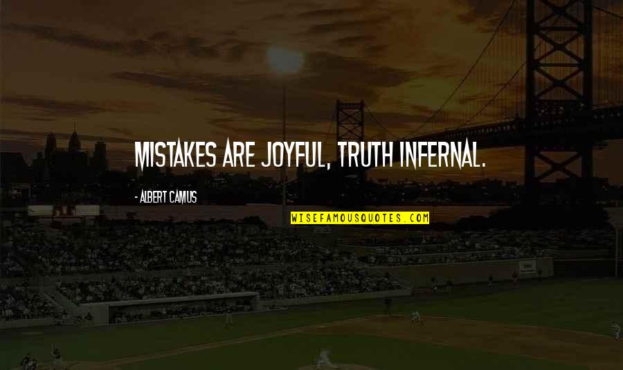 Wag Ka Na Magalit Quotes By Albert Camus: Mistakes are joyful, truth infernal.