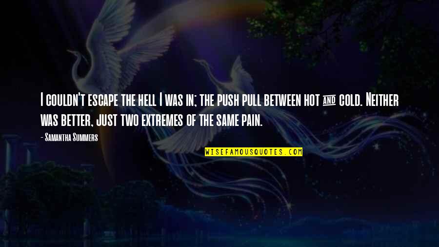 Wageningen Universiteit Quotes By Samantha Summers: I couldn't escape the hell I was in; Wageningen Universiteit Quotes By Samantha Summers: I couldn't escape the hell I was in;