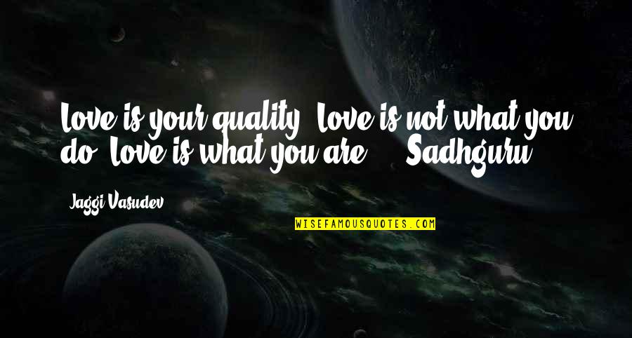 Wager Quotes By Jaggi Vasudev: Love is your quality. Love is not what