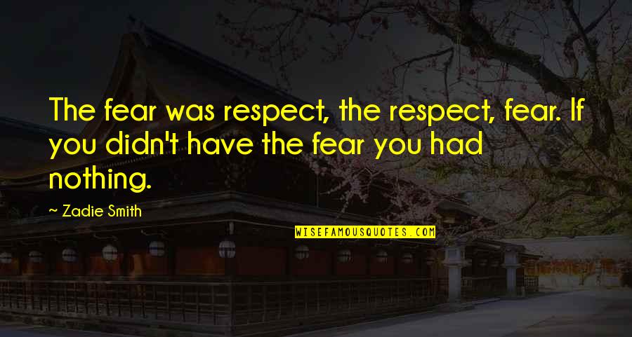 Waggon's Quotes By Zadie Smith: The fear was respect, the respect, fear. If