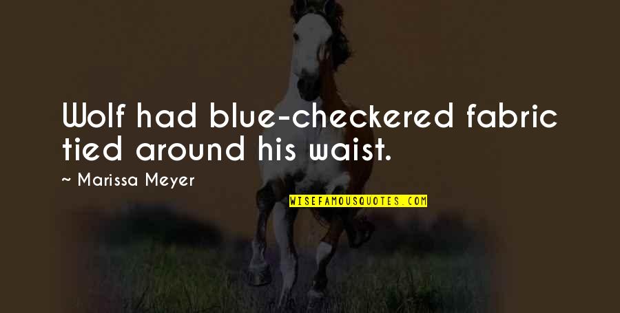 Waist Quotes By Marissa Meyer: Wolf had blue-checkered fabric tied around his waist.