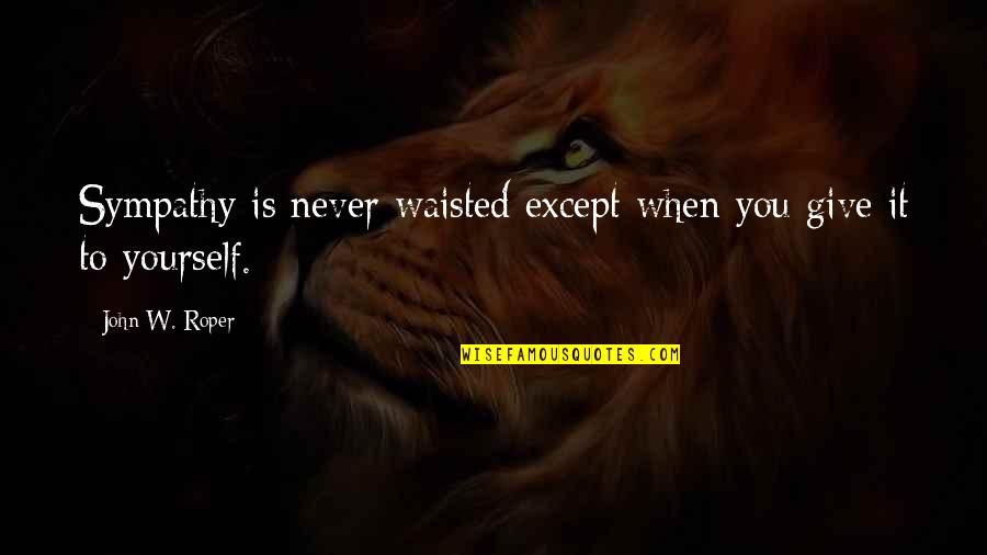 Waisted Quotes By John W. Roper: Sympathy is never waisted except when you give