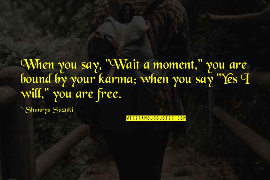 Wait For Karma Quotes By Shunryu Suzuki: When you say, "Wait a moment," you are