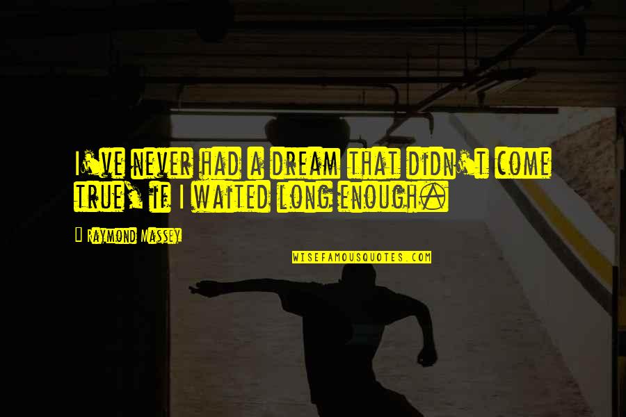 Waited So Long For You Quotes By Raymond Massey: I've never had a dream that didn't come