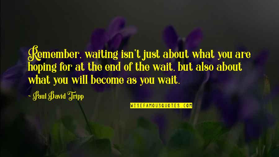 Waiting And Hoping Quotes By Paul David Tripp: Remember, waiting isn't just about what you are