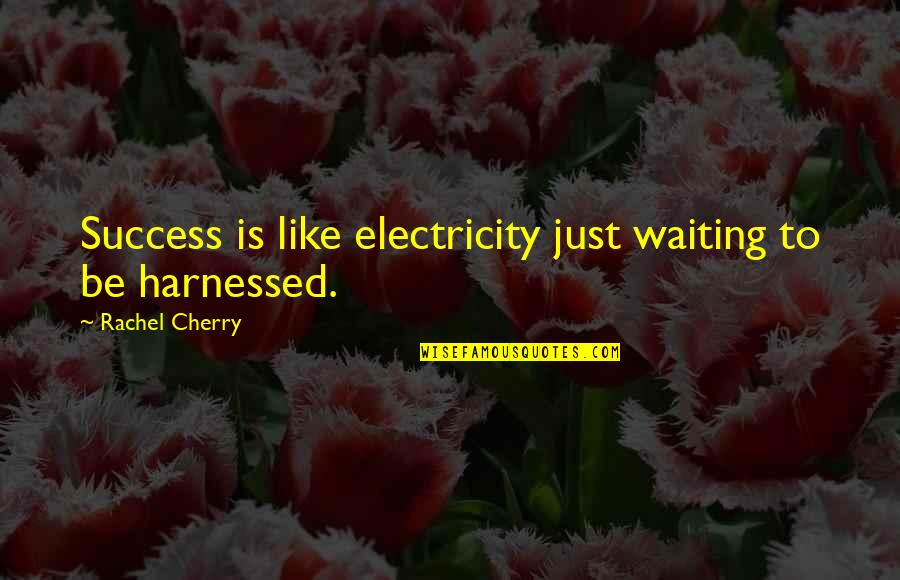 Waiting And Success Quotes By Rachel Cherry: Success is like electricity just waiting to be