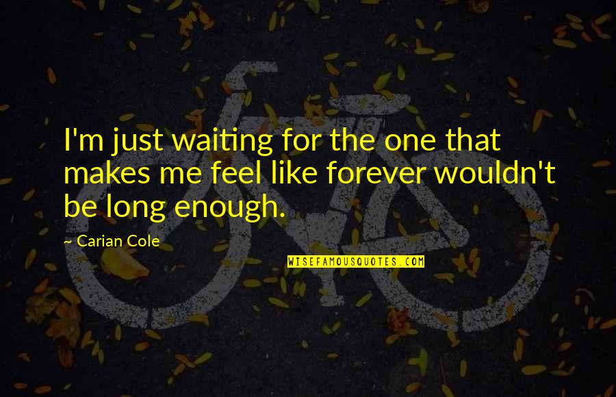 Waiting For The One Quotes By Carian Cole: I'm just waiting for the one that makes