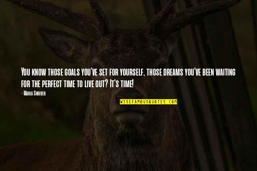 Waiting For The Perfect Time Quotes By Maria Shriver: You know those goals you've set for yourself,