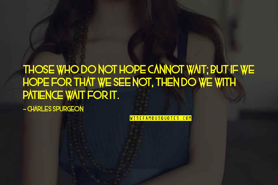 Waiting For Who Quotes By Charles Spurgeon: Those who do not hope cannot wait; but