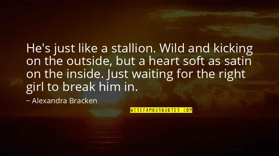 Waiting Girl Quotes By Alexandra Bracken: He's just like a stallion. Wild and kicking
