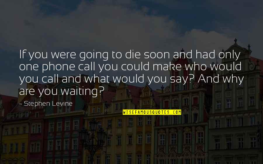 Waiting Your Call Quotes By Stephen Levine: If you were going to die soon and