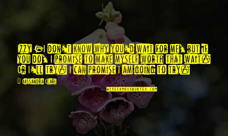 Wait'll Quotes By Cassandra Clare: Izzy -I don't know why you'd wait for