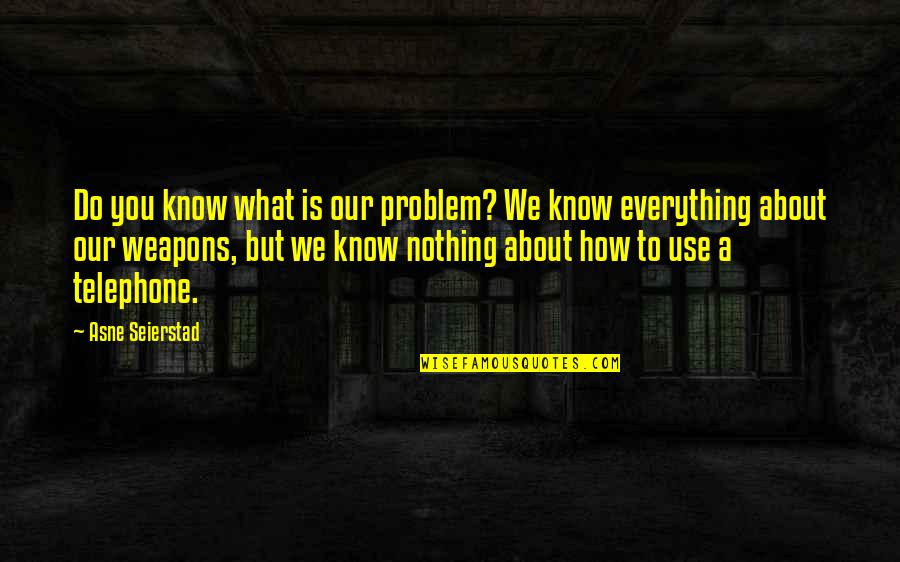 Wakasagi Quotes By Asne Seierstad: Do you know what is our problem? We Wakasagi Quotes By Asne Seierstad: Do you know what is our problem? We