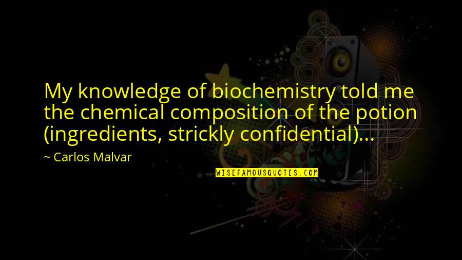 Wakasang Wasak Quotes By Carlos Malvar: My knowledge of biochemistry told me the chemical