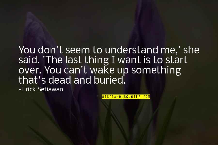 Wake Me Quotes By Erick Setiawan: You don't seem to understand me,' she said.