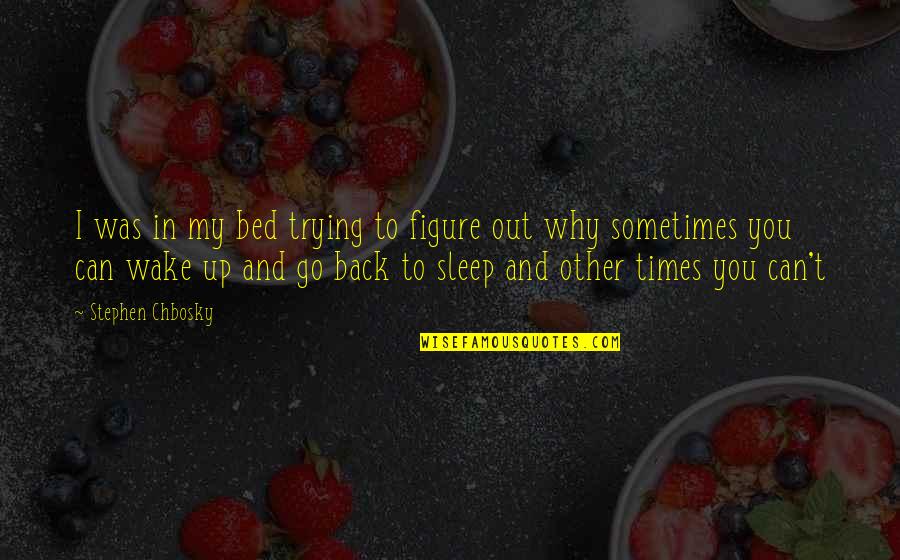 Wake Up And Go Quotes By Stephen Chbosky: I was in my bed trying to figure