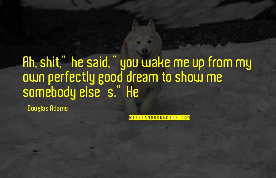 Wake Up Dream Quotes By Douglas Adams: Ah, shit," he said, "you wake me up