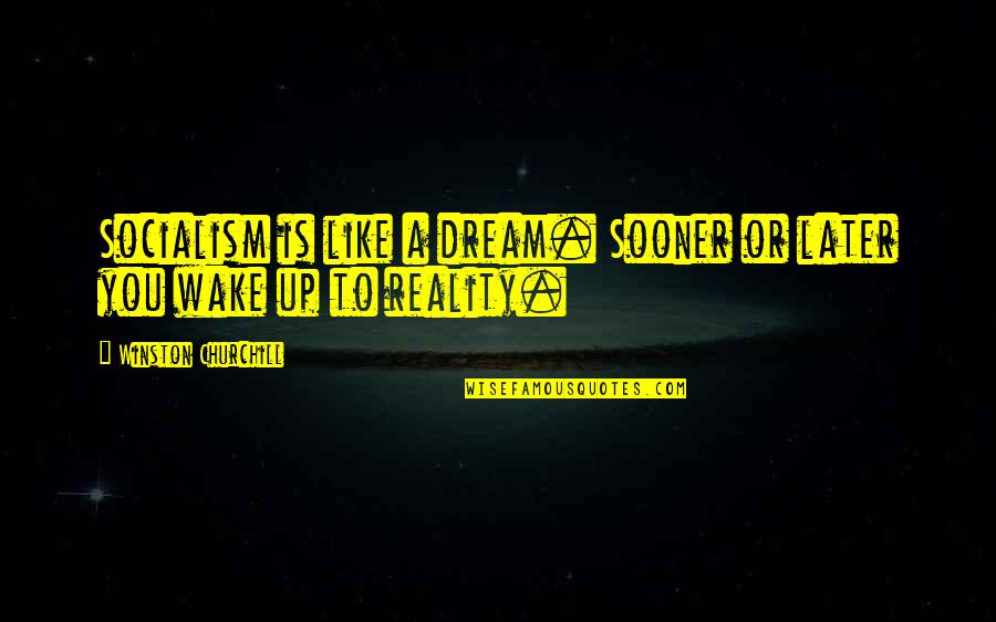 Wake Up Dream Quotes By Winston Churchill: Socialism is like a dream. Sooner or later