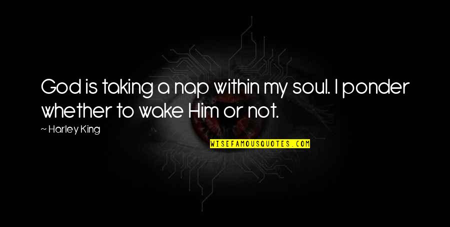 Wake Up With Him Quotes By Harley King: God is taking a nap within my soul.