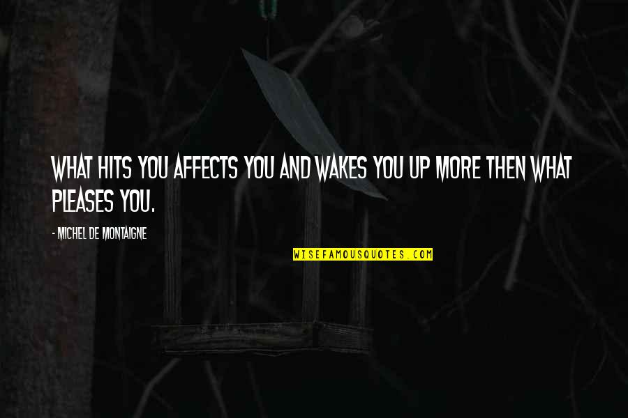 Wakes Quotes By Michel De Montaigne: What hits you affects you and wakes you