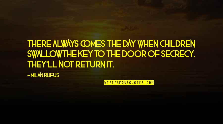 Wakestrong Quotes By Milan Rufus: There always comes the day when children swallowthe