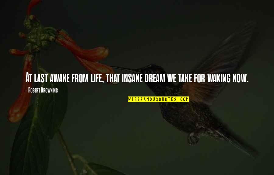 Waking Life Quotes By Robert Browning: At last awake from life, that insane dream