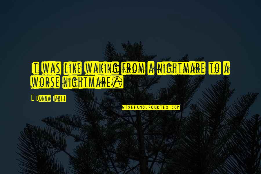 Waking Up From A Nightmare Quotes By Donna Tartt: It was like waking from a nightmare to