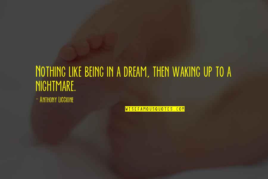Waking Up Quotes By Anthony Liccione: Nothing like being in a dream, then waking