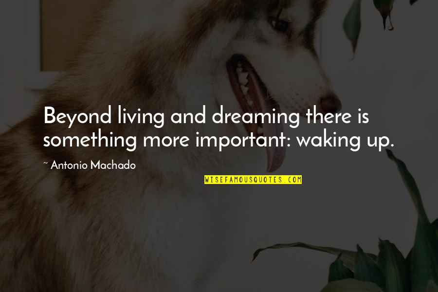Waking Up Quotes By Antonio Machado: Beyond living and dreaming there is something more