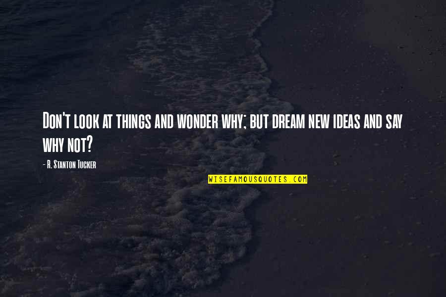 Walang Ambag Quotes By R. Stanton Tucker: Don't look at things and wonder why; but Walang Ambag Quotes By R. Stanton Tucker: Don't look at things and wonder why; but