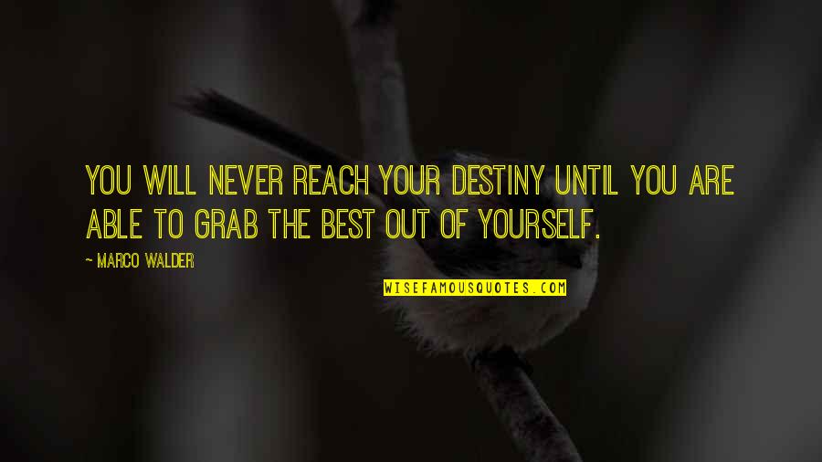 Walder Quotes By Marco Walder: You will never reach your destiny until you