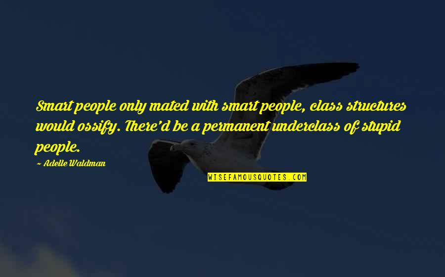 Waldman Quotes By Adelle Waldman: Smart people only mated with smart people, class Waldman Quotes By Adelle Waldman: Smart people only mated with smart people, class