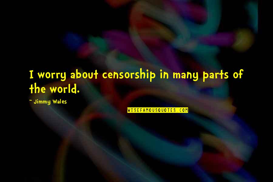 Wales's Quotes By Jimmy Wales: I worry about censorship in many parts of