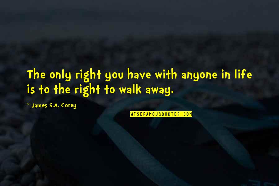 Walk In Life Quotes By James S.A. Corey: The only right you have with anyone in