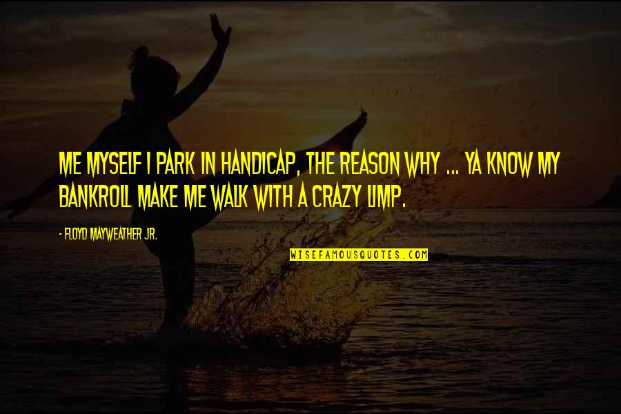 Walk In The Park Quotes By Floyd Mayweather Jr.: Me myself I park in handicap, the reason