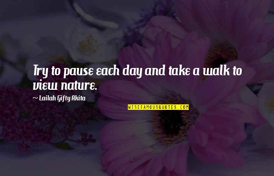 Walk With Nature Quotes By Lailah Gifty Akita: Try to pause each day and take a