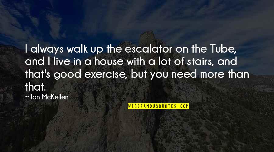 Walk With You Quotes By Ian McKellen: I always walk up the escalator on the