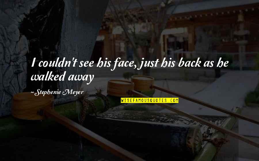 Walked Away Quotes By Stephenie Meyer: I couldn't see his face, just his back Walked Away Quotes By Stephenie Meyer: I couldn't see his face, just his back